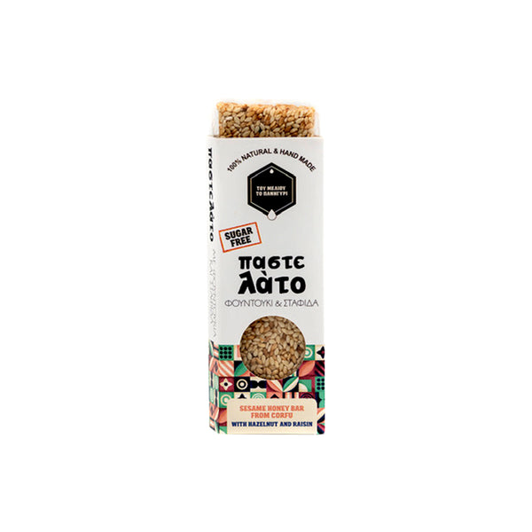 SESAME HONEY BAR WITH HAZELNUT AND RAISIN FROM CORFU (PASTELI)